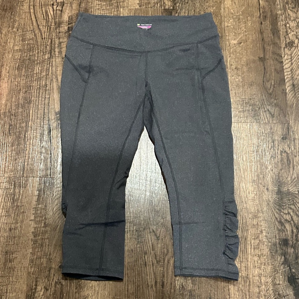 Tech Gear Shapewear Charcoal Women's Workout Leggings with Ruffle Detail